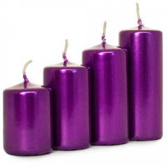 Adventné postupné sviečky v metalickej fialovej 4 ks