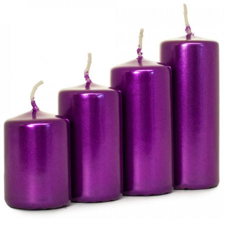 Adventné postupné sviečky v metalickej fialovej 4 ks