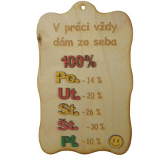Vtipný darček "TABUĽKA KVALITY" 100% 19x12 cm