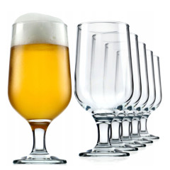 Sklenený pohár na pivo na stopke 6 ks 385ml 16,5x6,4 cm