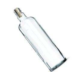 Sklenená fľaša "OVAL" 0,7L s korkom 28,7x7,8x6 cm