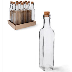 Sklenená fľaša s korkovým uzáverom 250ml 21,5x4,7x4,7 cm