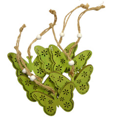 Drevené výrezy - zelené motýliky 6 ks 13x4,5x0,5 cm