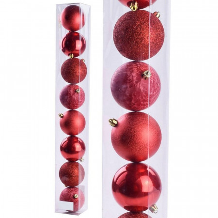 Vianočné gule červené 8 ks 8 cm