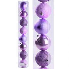 Vianočné gule fialové 8 ks 8 cm