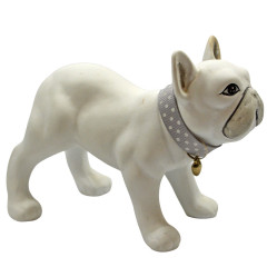 Pes keramický s mašľou biely 10x14x7,5 cm