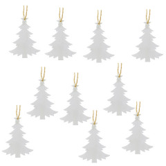 Výrez vianočný stromček biely 7 cm 10 ks