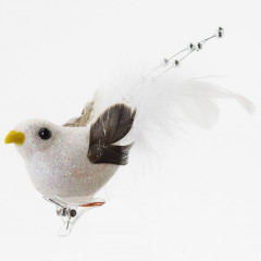 Penový vtáčik s bielym perím 2 ks