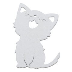 Drevené výrezy mačka biela 6 ks 8 cm