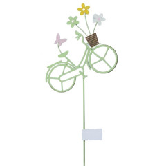 Plechový zápich bicykel zelený 18x55 cm