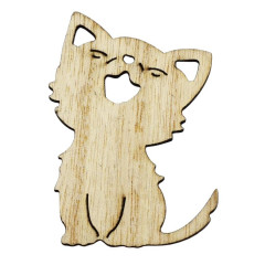 Drevené výrezy mačka prírodná 6 ks 8 cm