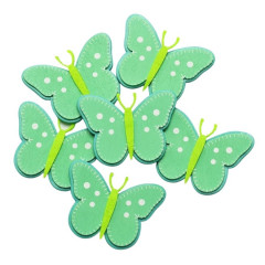 Drevené výrezy motýľ zelený 6 ks 5,5x4 cm
