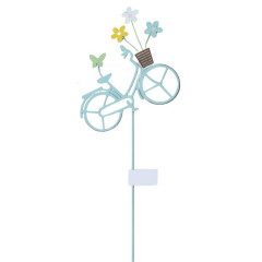Plechový zápich bicykel modrý 18x55 cm