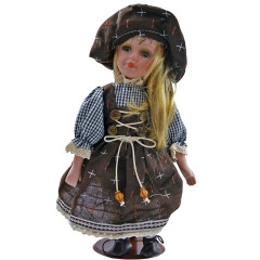 Porcelánová bábika Krížikové šaty 31 cm