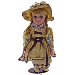Porcelánová bábika Hnedá mašlička 31 cm