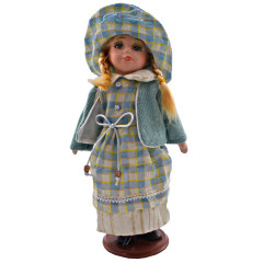 Porcelánová bábika Modré šaty 31 cm