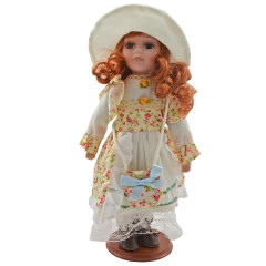 Porcelánová bábika Biely klobúk 31 cm