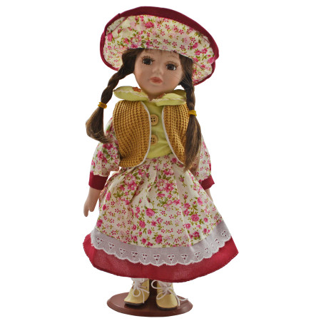 Porcelánová bábika - krajkované šaty 31 cm