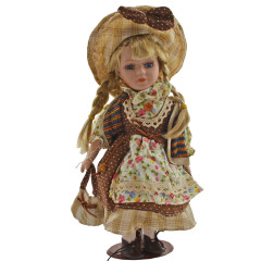 Porcelánová bábika Kvietkovaná zástera 31 cm