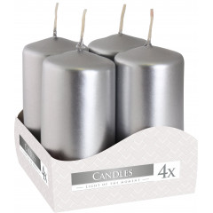 CANDLE CHIC Adventná sviečka strieborná /metalická/ 8 cm Q 3,8 cm