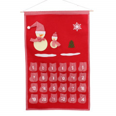 Adventný kalendár 49x74 cm červený so snehuliakmi