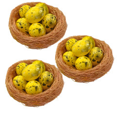 Hniezdo s vajíčkami 3 ks 8 cm