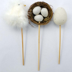 Hniezdo, vajíčko, kuriatko na paličke 20 cm