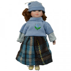 Porcelánová bábika Modrý outfit 31 cm