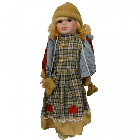 Porcelánová bábika "KAPSIČKA S GOMBÍKMI" 41 cm