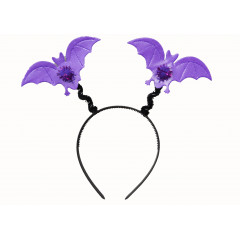 Dekorácia Halloween čelenka na hlavu fialové netopiere