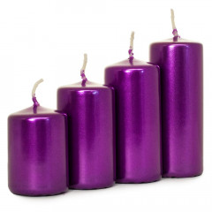 CHRISTMAS DECOR Adventné postupné sviečky v metalickej fialovej 4 ks